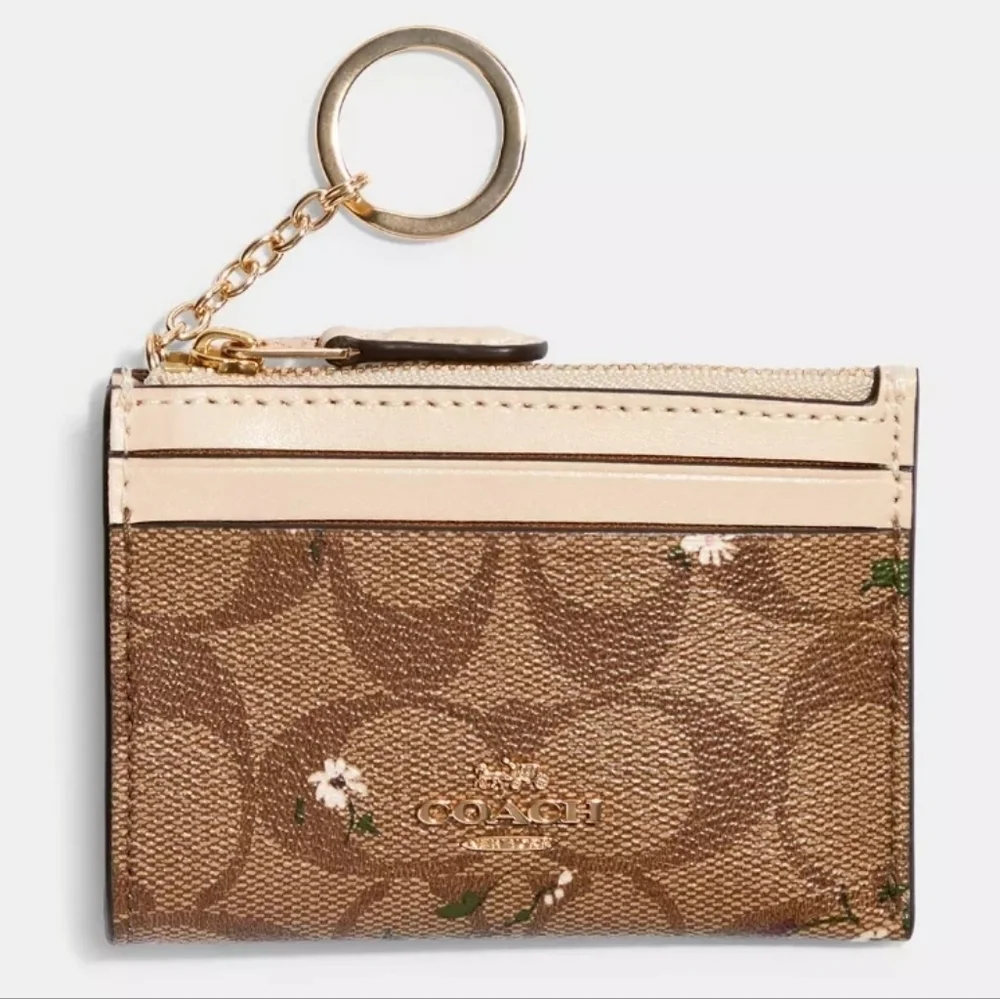 Coach Mini Skinny Id Case Evergreen Print